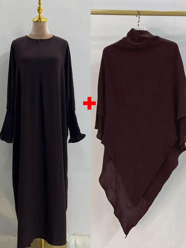 Eid Muslim Women Abaya Long Khimar Dress 2 Piece Set Prayer Garment  Abayas Hijab Full Cover Robe Ramadan Kaftan Djellaba 2025
