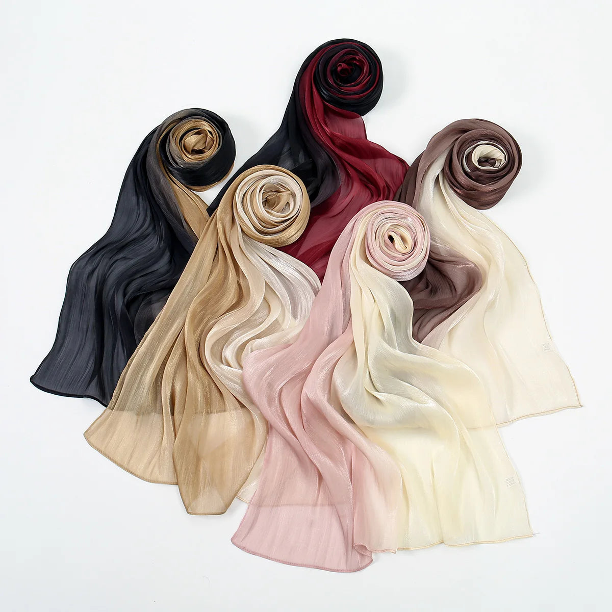 Gradient Twinkle Silk Hijab Scarf Muslim Women Hijab Plain Head Wraps Headscarf Shimmer Islam Turban Ramadan Head Cover 180*70cm