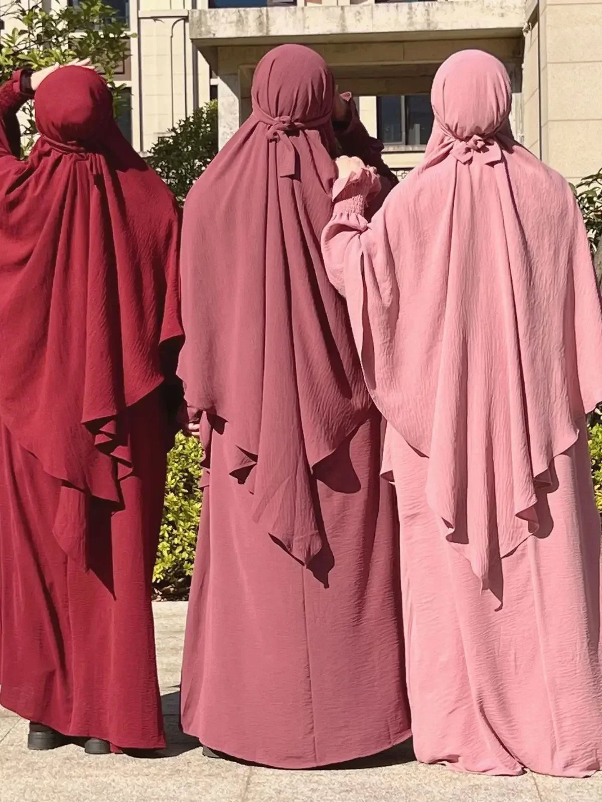 New Muslim New Prayer Garment Women Ramadan Islamic Jilbeb 2 Piece Set Dubai Turkish Modest Outfit Khimar Scarf Hijab+Long Dress