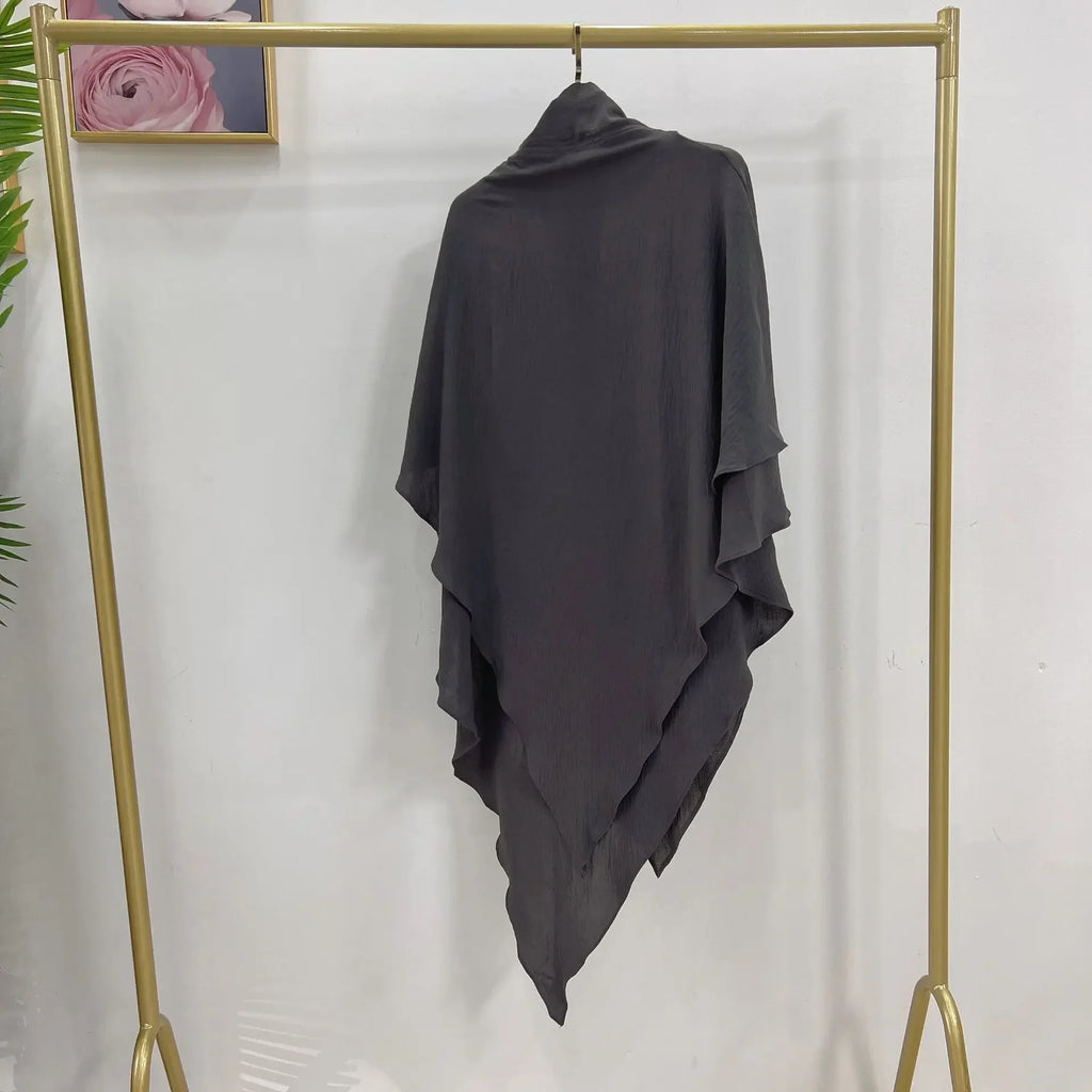 Long Khimar Hijab 2 Veils Scarf Wrap Jilbab Prayer Garment Khimars for Women Muslim Abaya Hijabs Niqab Ramadan Islamic Clothing