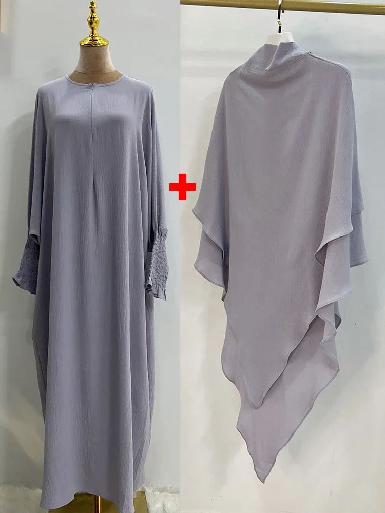 Eid Muslim Women Abaya Long Khimar Dress 2 Piece Set Prayer Garment  Abayas Hijab Full Cover Robe Ramadan Kaftan Djellaba 2025