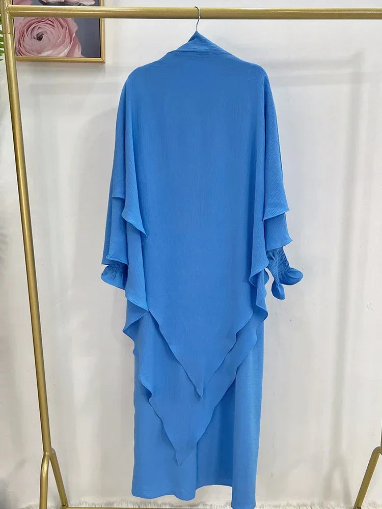 Eid Muslim Women Abaya Long Khimar Dress 2 Piece Set Prayer Garment  Abayas Hijab Full Cover Robe Ramadan Kaftan Djellaba 2025