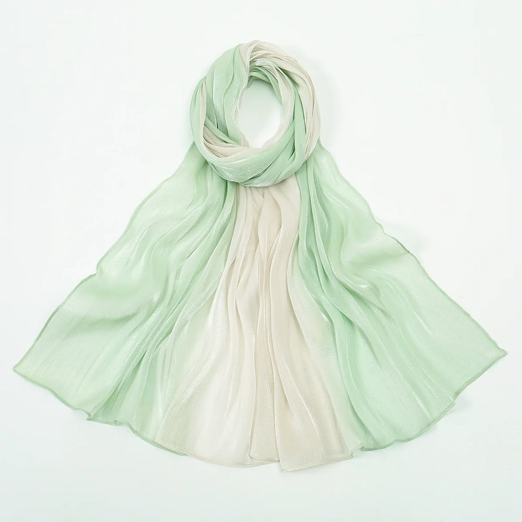 Gradient Twinkle Silk Hijab Scarf Muslim Women Hijab Plain Head Wraps Headscarf Shimmer Islam Turban Ramadan Head Cover 180*70cm