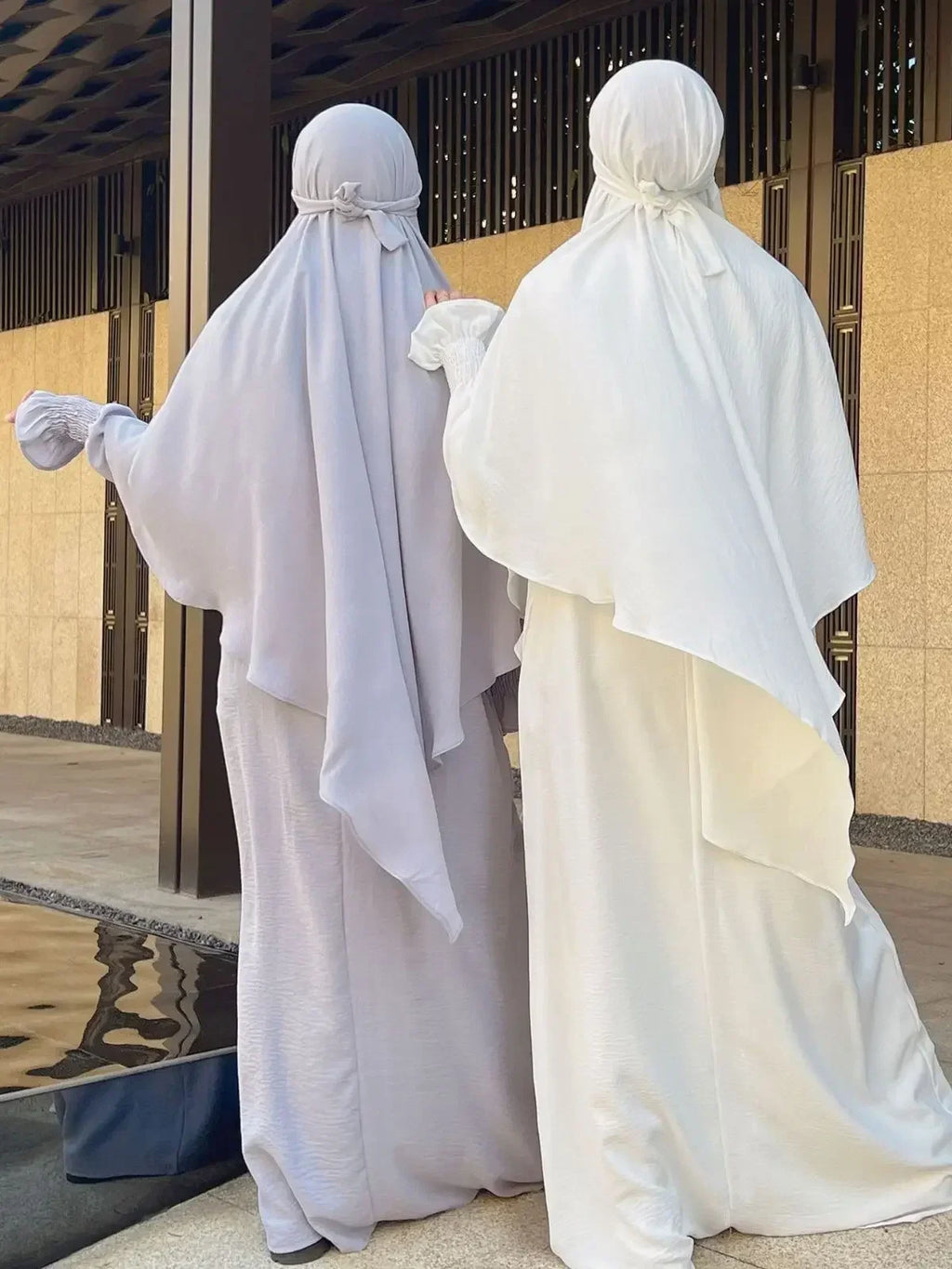 New Muslim New Prayer Garment Women Ramadan Islamic Jilbeb 2 Piece Set Dubai Turkish Modest Outfit Khimar Scarf Hijab+Long Dress