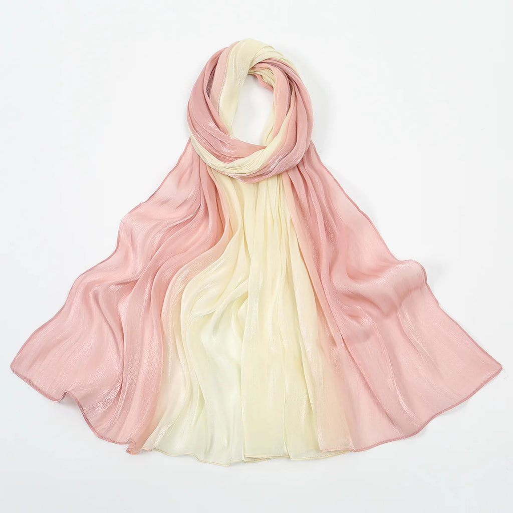 Gradient Twinkle Silk Hijab Scarf Muslim Women Hijab Plain Head Wraps Headscarf Shimmer Islam Turban Ramadan Head Cover 180*70cm
