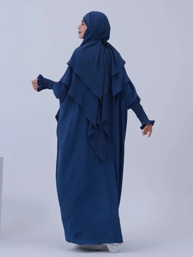 Eid Muslim Women Abaya Long Khimar Dress 2 Piece Set Prayer Garment  Abayas Hijab Full Cover Robe Ramadan Kaftan Djellaba 2025