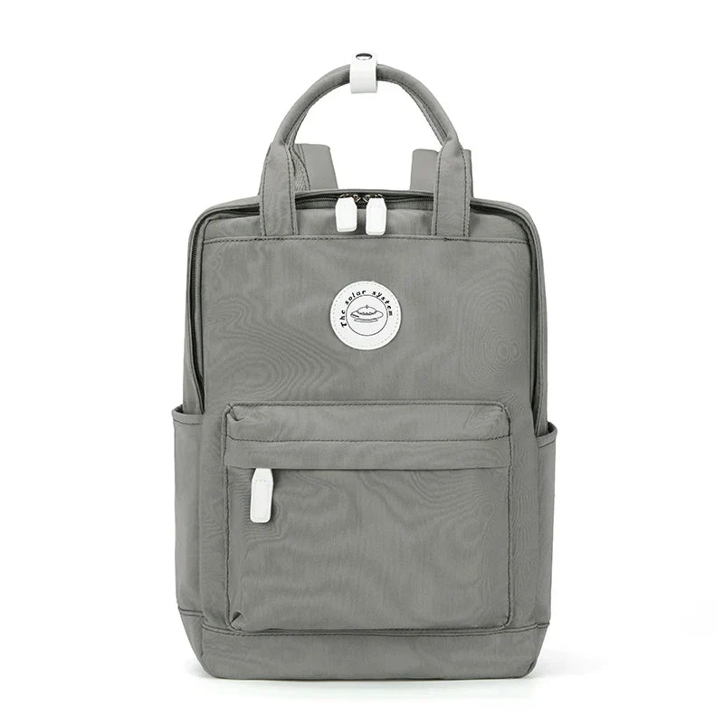 School Nylon Backpack for Teens and Women (Grey)-0