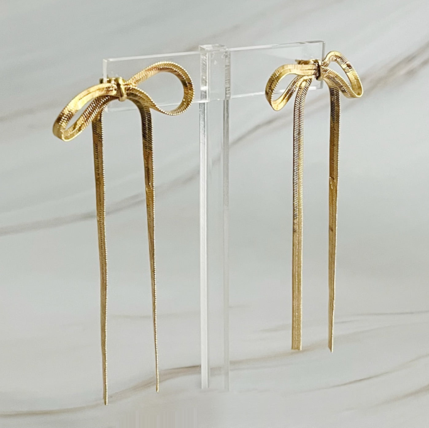 Long Drop Bow Earrings-2