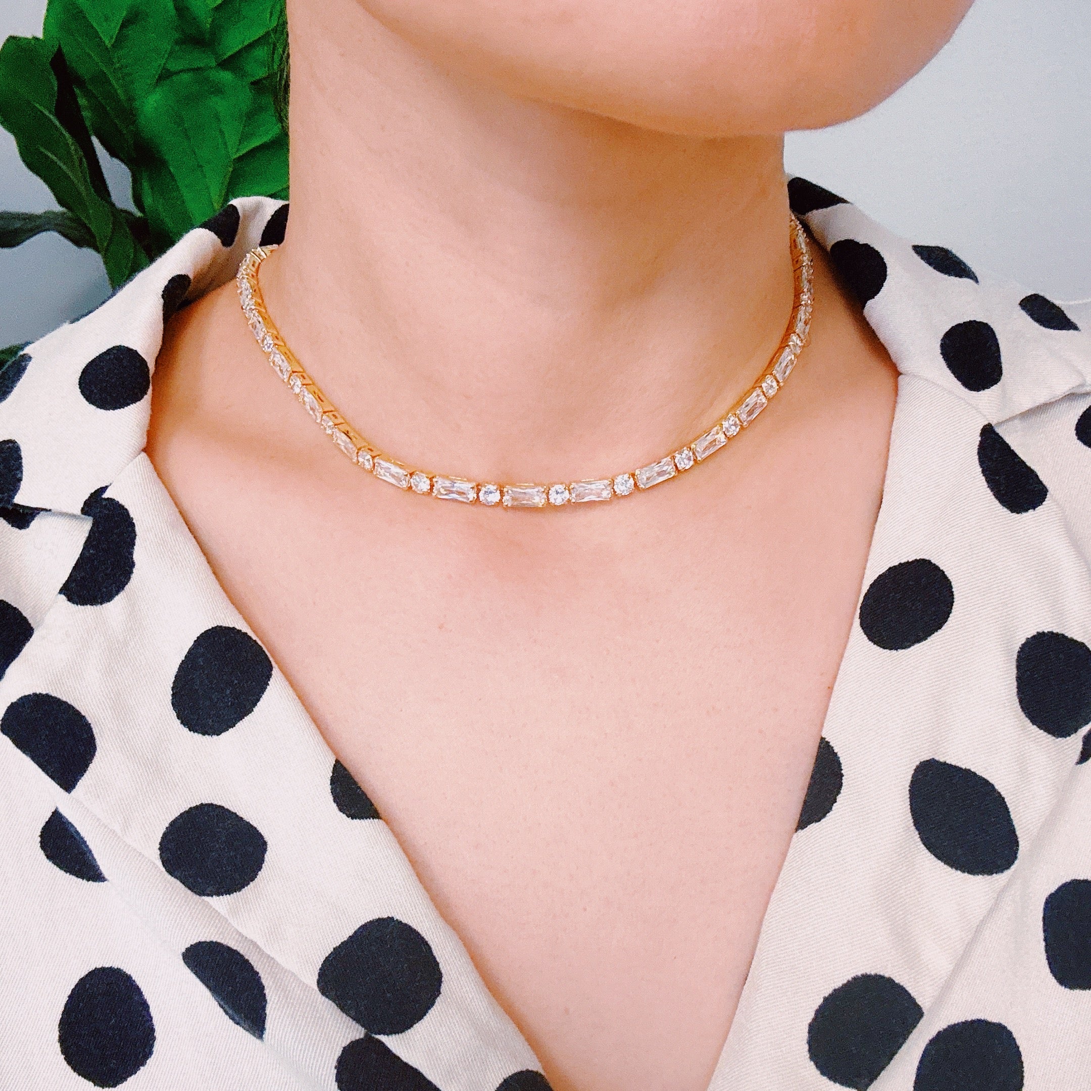 Mixed Shape Sparkle Tennis Necklace-4