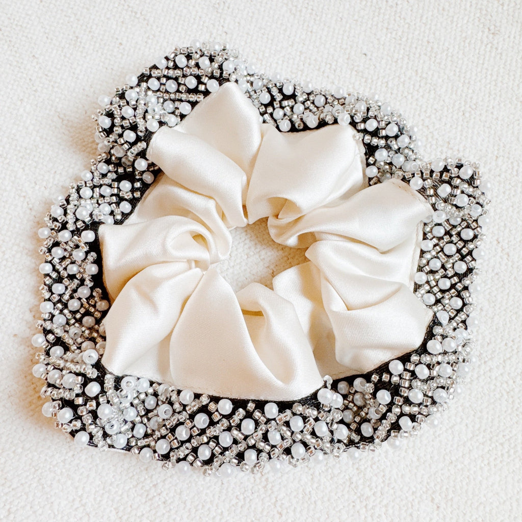 Pearls And Beads Satin Hair Scrunch-2
