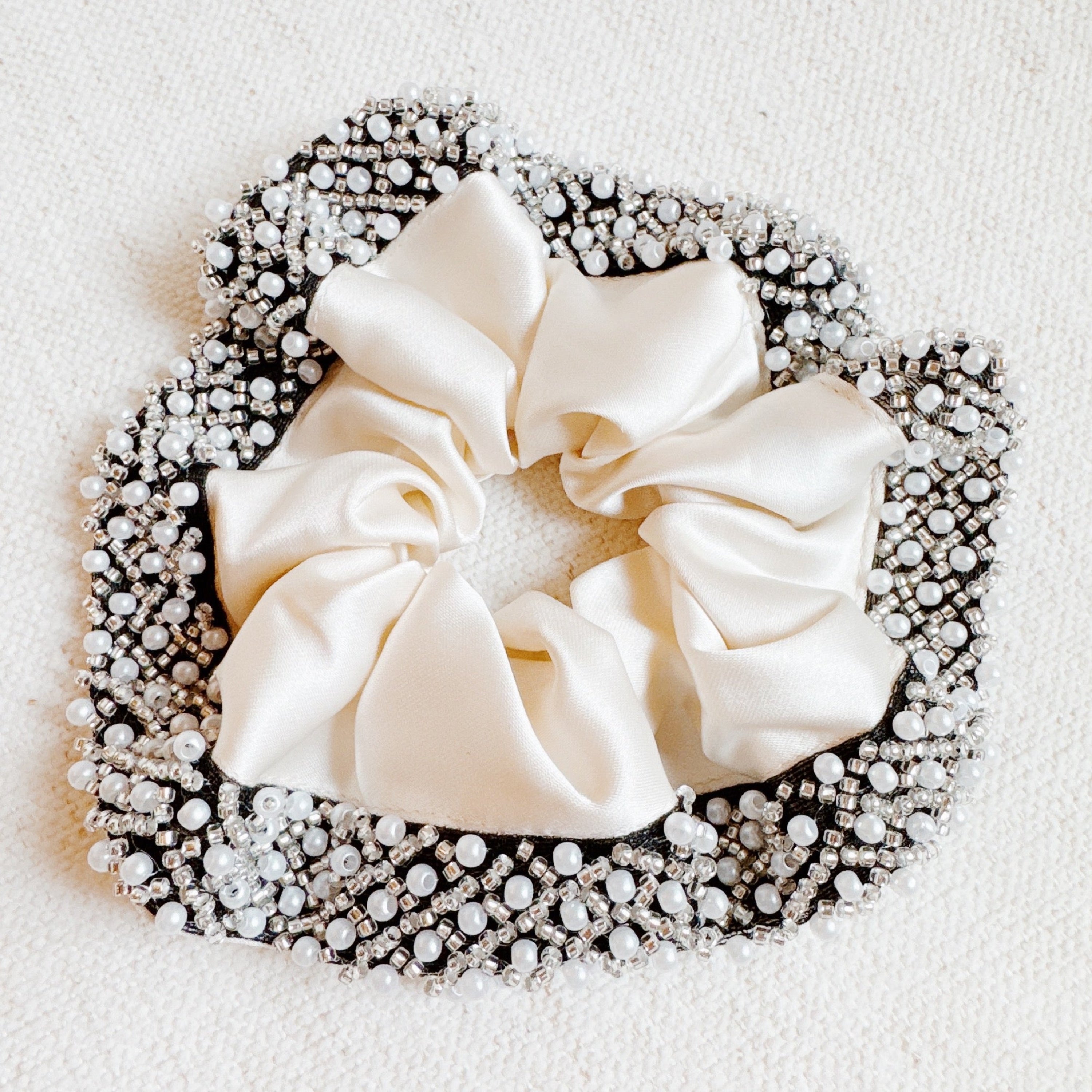 Pearls And Beads Satin Hair Scrunch-2