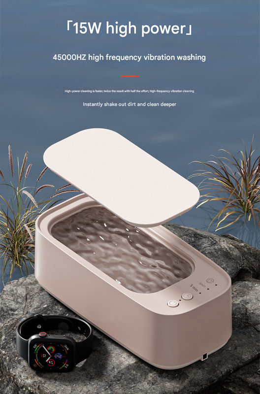 Pink Portable Ultrasonic Cleaner - 45kHz Professional High-Frequency Cleaning Machine for Jewellery, Glasses, Watches, and Makeup Brushes-2