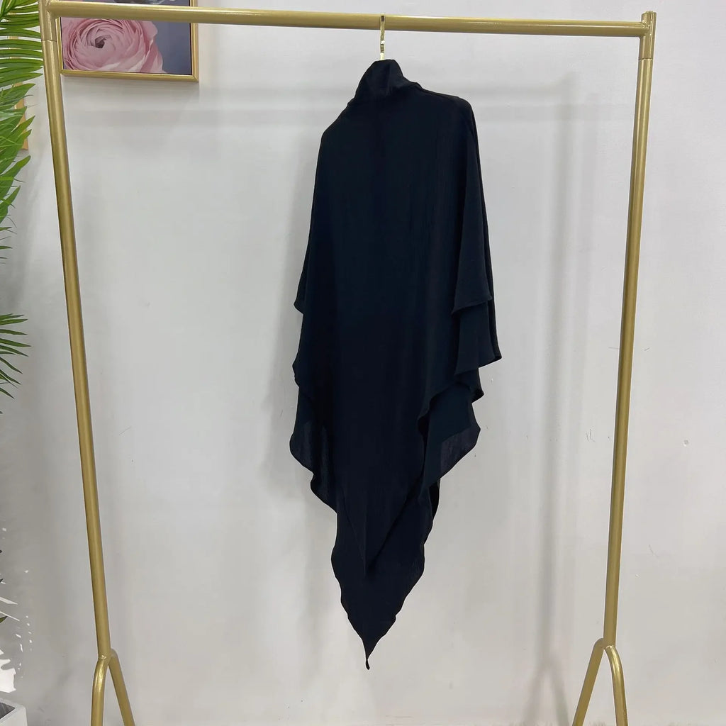 Long Khimar Hijab 2 Veils Scarf Wrap Jilbab Prayer Garment Khimars for Women Muslim Abaya Hijabs Niqab Ramadan Islamic Clothing