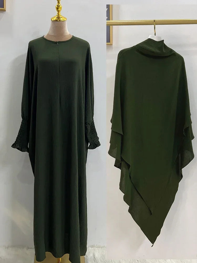 Eid Muslim Women Abaya Long Khimar Dress 2 Piece Set Prayer Garment  Abayas Hijab Full Cover Robe Ramadan Kaftan Djellaba 2025