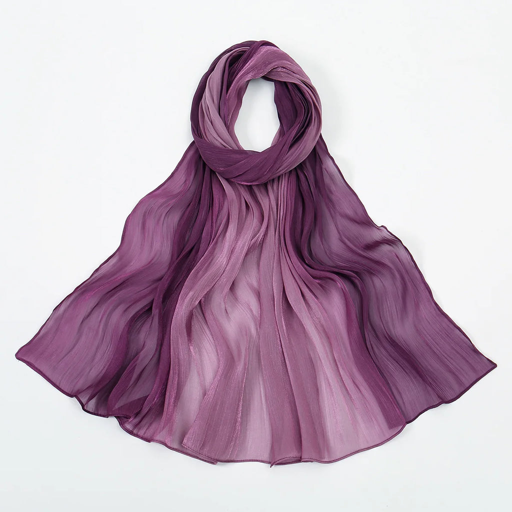 Gradient Twinkle Silk Hijab Scarf Muslim Women Hijab Plain Head Wraps Headscarf Shimmer Islam Turban Ramadan Head Cover 180*70cm