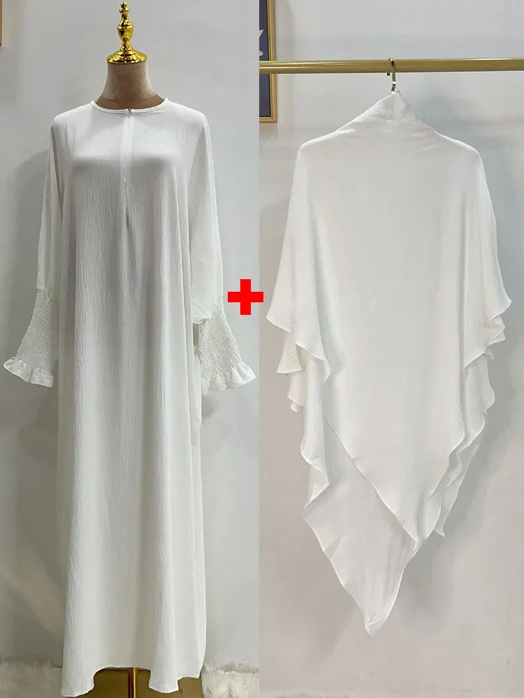 Eid Muslim Women Abaya Long Khimar Dress 2 Piece Set Prayer Garment  Abayas Hijab Full Cover Robe Ramadan Kaftan Djellaba 2025