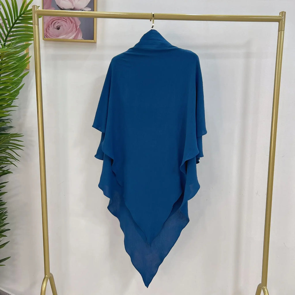 Long Khimar Hijab 2 Veils Scarf Wrap Jilbab Prayer Garment Khimars for Women Muslim Abaya Hijabs Niqab Ramadan Islamic Clothing